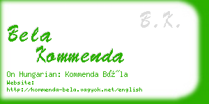 bela kommenda business card